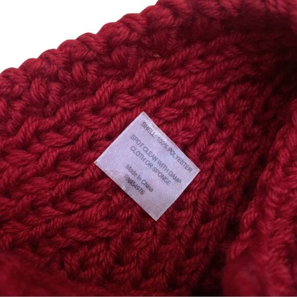 Cozy Red Knit Warm Headband with Embellished Bow Cold Weather - Picture 4 of 6